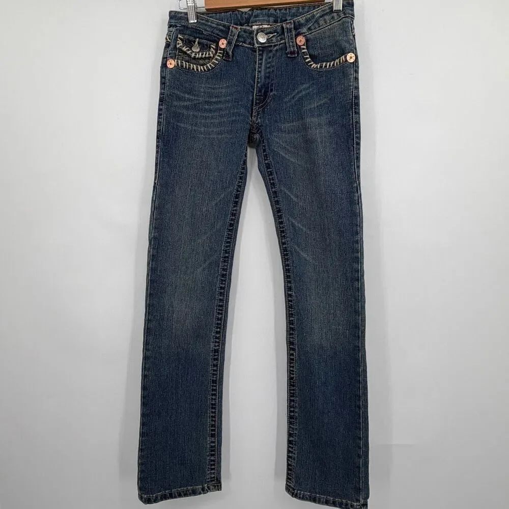 True Religion Billy Bootcut Jeans Womens 30 Made in USA Contrast Whipstitch Y2K